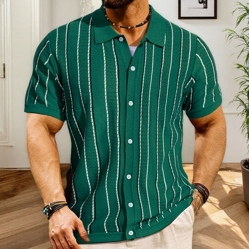 Summer Striped Knit Polo