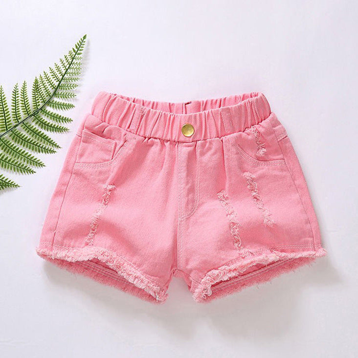 RuffleRise Denim Shorts