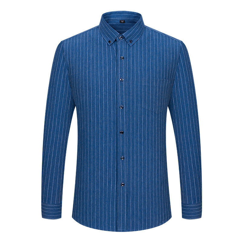 Large Cotton Men’s Long-Sleeve Brushed Plaid Shirt