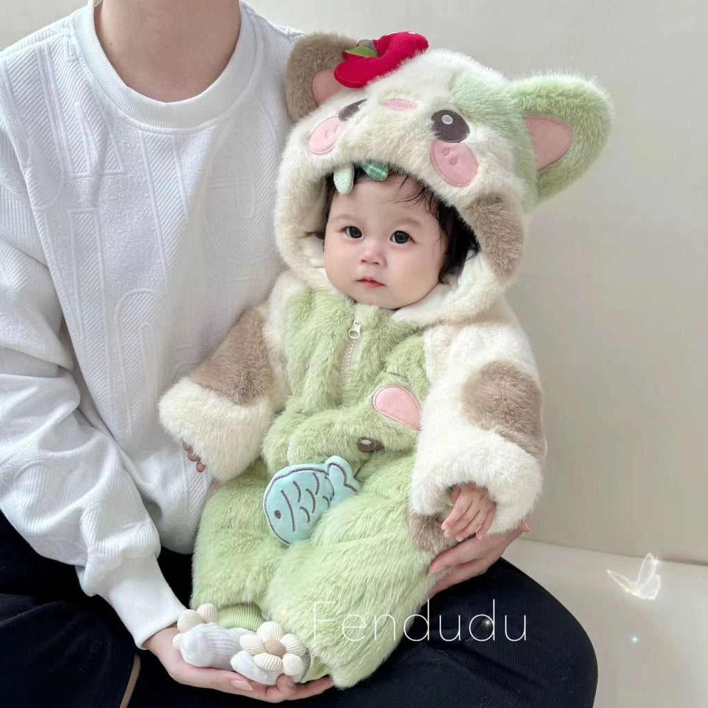 Fluffy Winter Jumpsuit for Infants