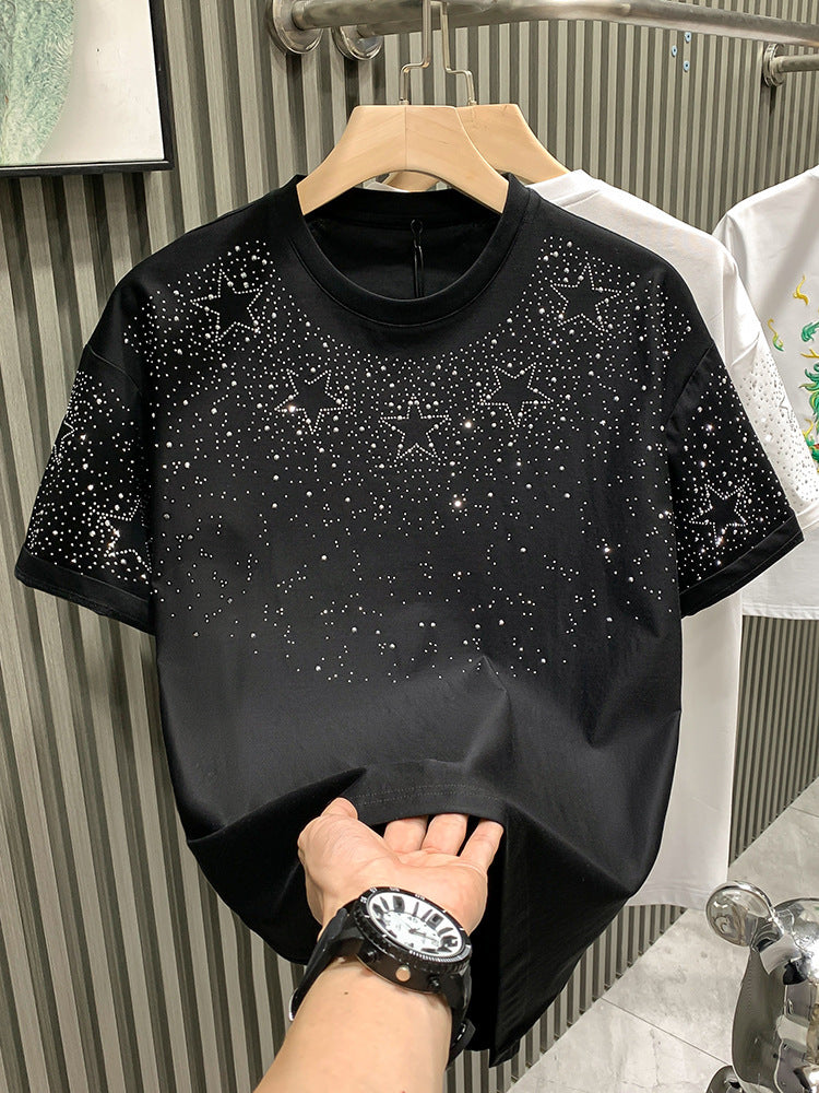 Men’s 2025 Summer Hip-Hop Rhinestone Tee