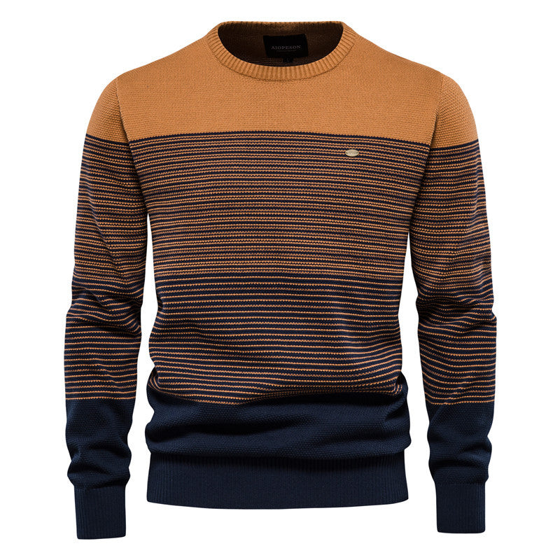 Mens Korean Style Color Block Knit Sweater Jacket