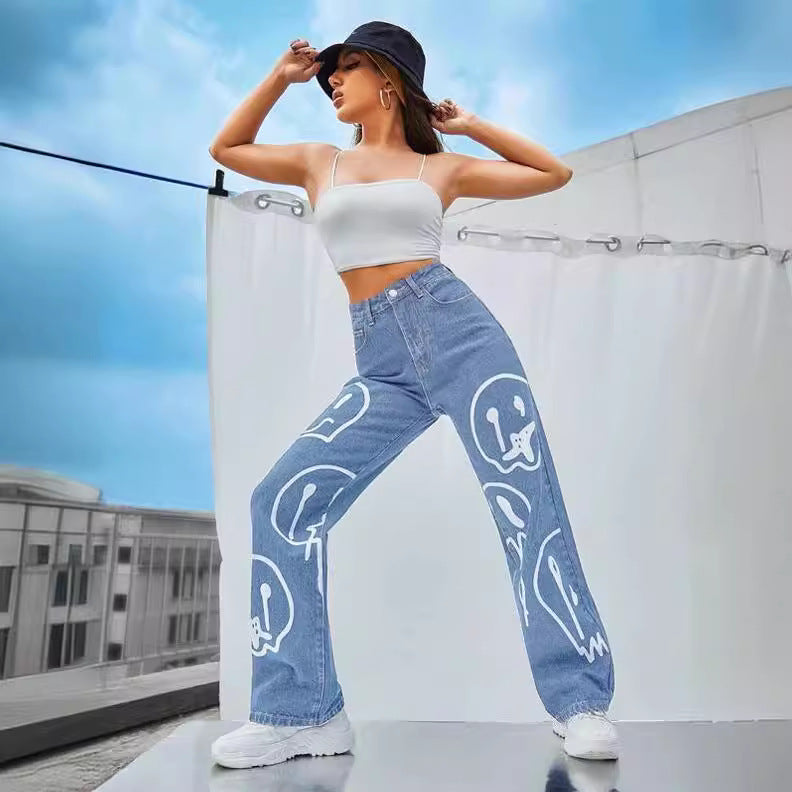 women's jeans, simple and slim straight pants