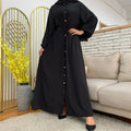 Stylish Muslim Lapel Button-Down Slim Dress