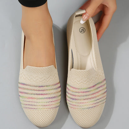 New women's flying weaving flat shoes