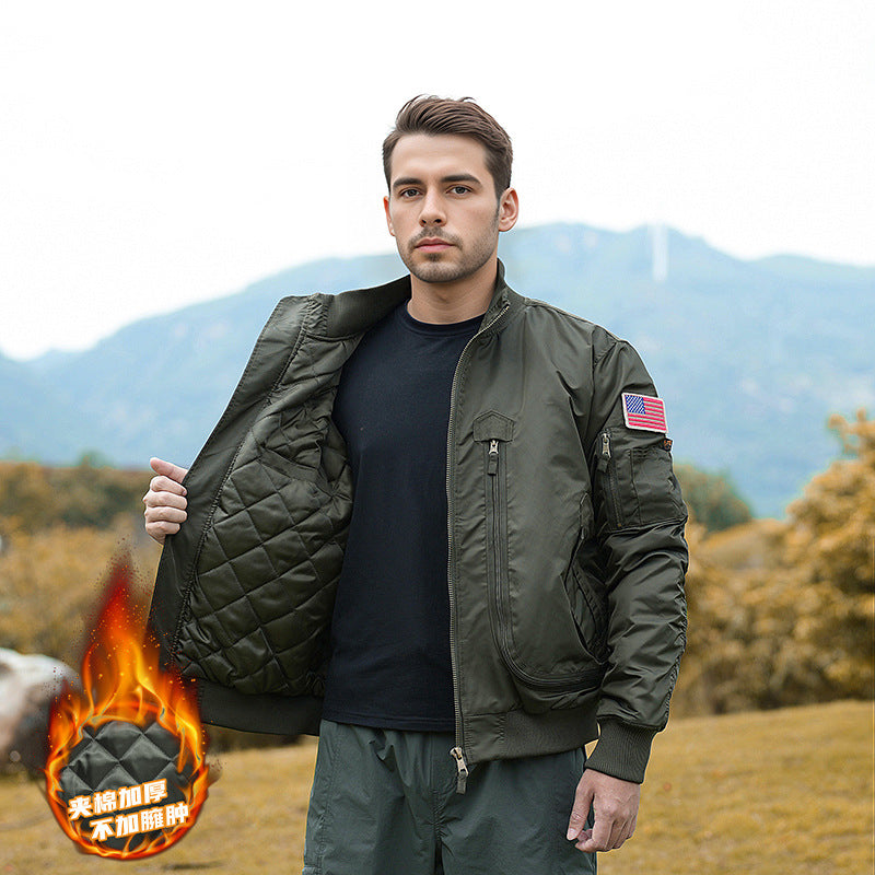 Mens Air Force Pilot Baseball Jacket  Tactical Stand Collar Leader Fan Coat