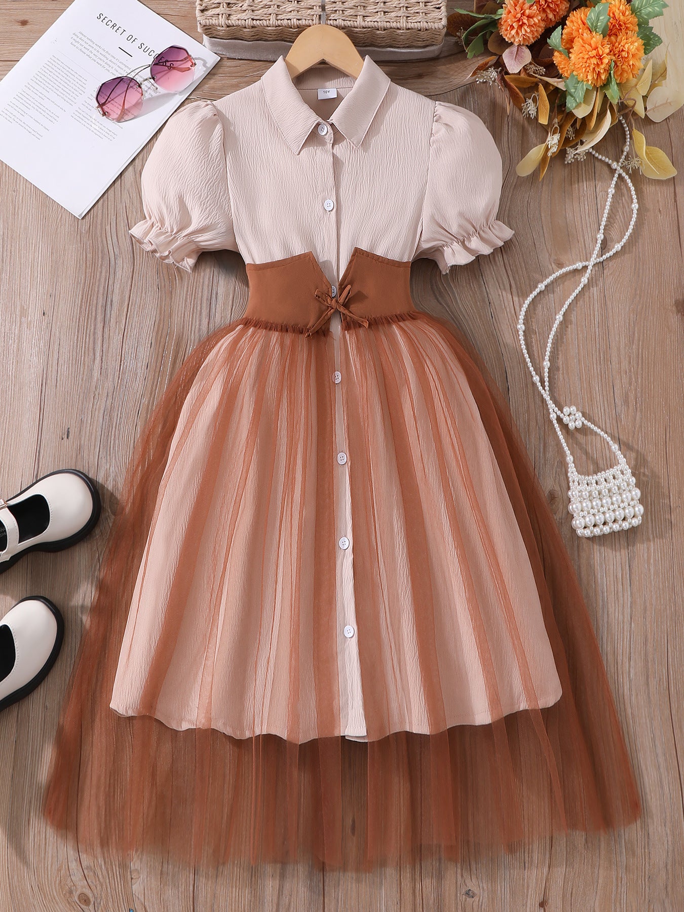 Girls' Puff Sleeve Mesh Dress – For Teens & Kids