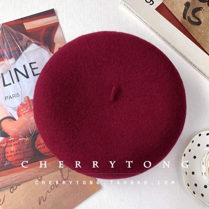 Retro Wool Beret  Cashmere & Wool Women's Hat for Autumn & Winter