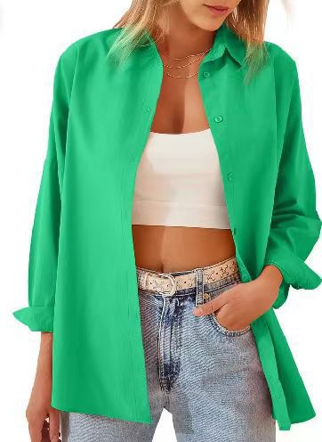 Candy-Colored Button-Up Cardigan Shirt for Women