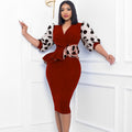 Elegant Mesh Stitching V-Neck Hip Dress