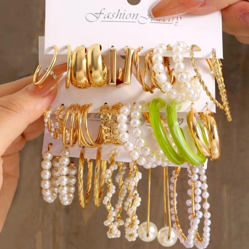 Trendy Metal Twist Chain Earrings Set