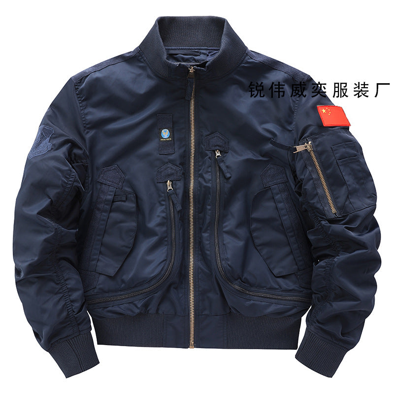 Mens Air Force Pilot Baseball Jacket  Tactical Stand Collar Leader Fan Coat