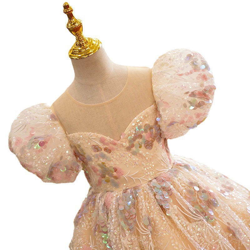 Blush Shimmer Floral Ball Gown