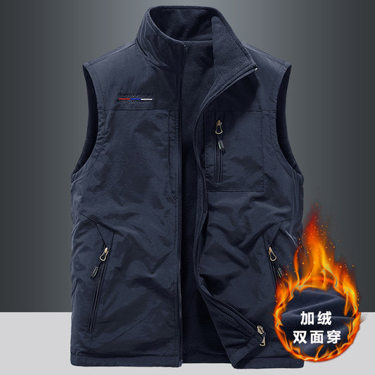 Polar Fleece Vest  Double-Sided Outdoor Sports Sleeveless Jacket
