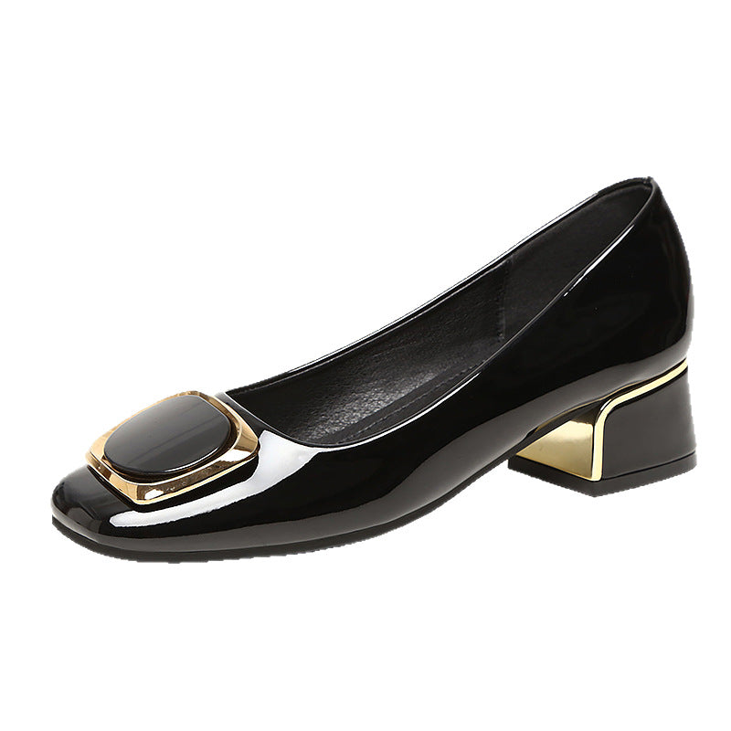 new spring and autumn mid-heel thick heel