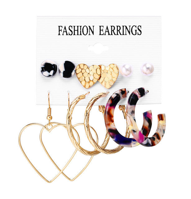 Creative French retro gold earrings set