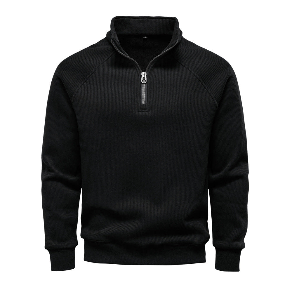 Men's Half-Zip Fleece Sweatshirt – Stand Collar Autumn & Winter Pullover