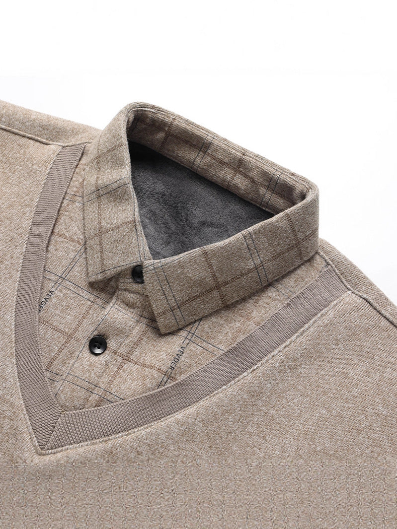 Men’s Fleece-Lined Warm Long-Sleeve Sweater