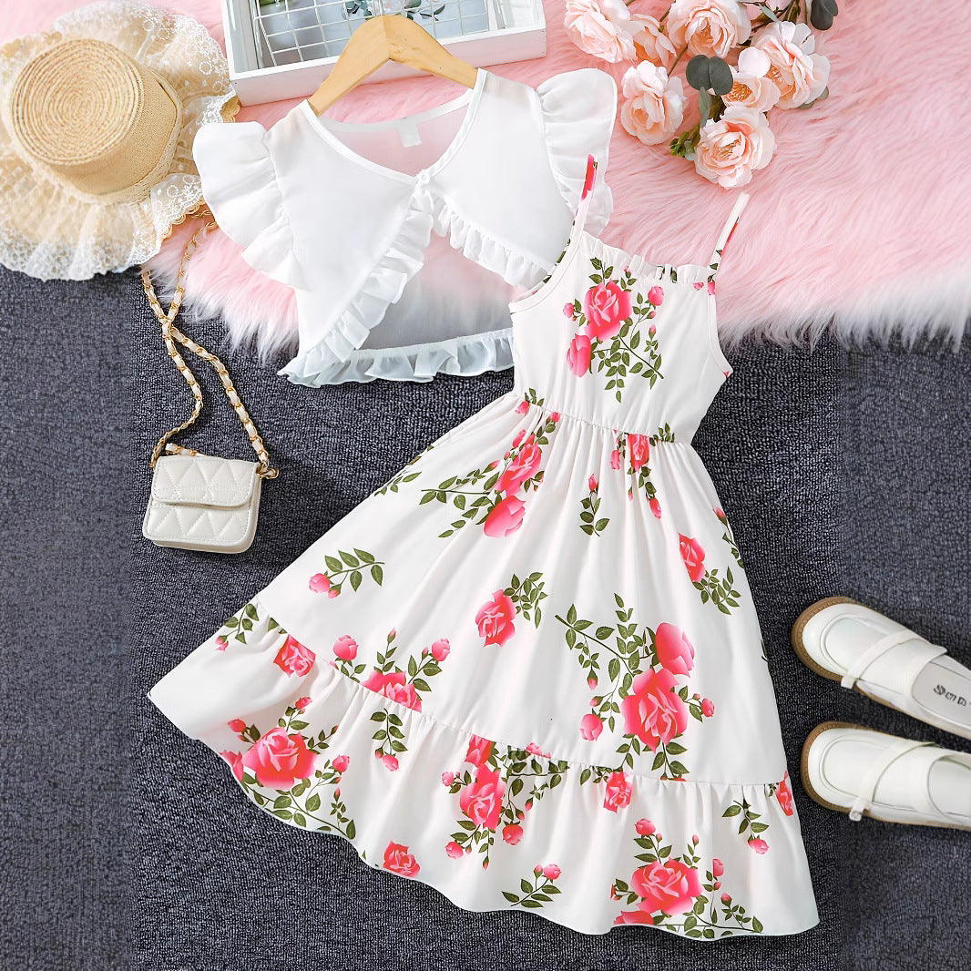 Girls' Floral Suspenders Dress