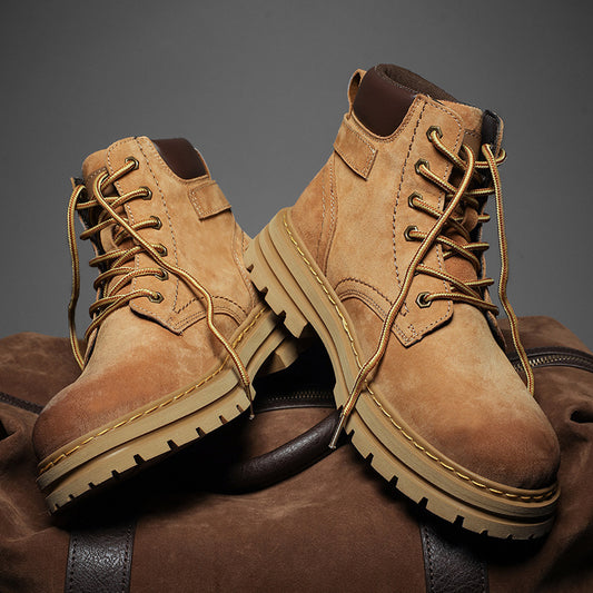 Men’s Winter Rhubarb Leather Boots – Thick Sole Martin Boots