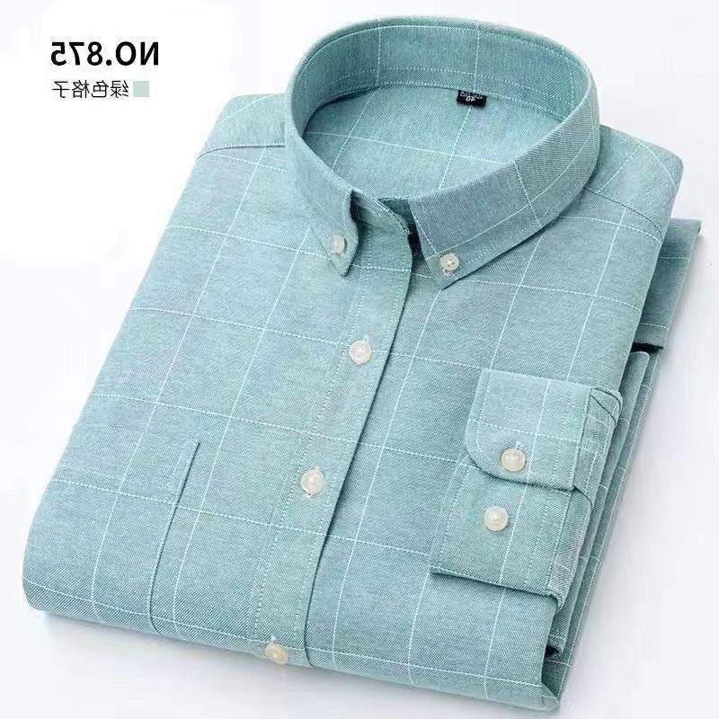 Men’s Solid Color Oxford Cotton Long-Sleeve Shirt