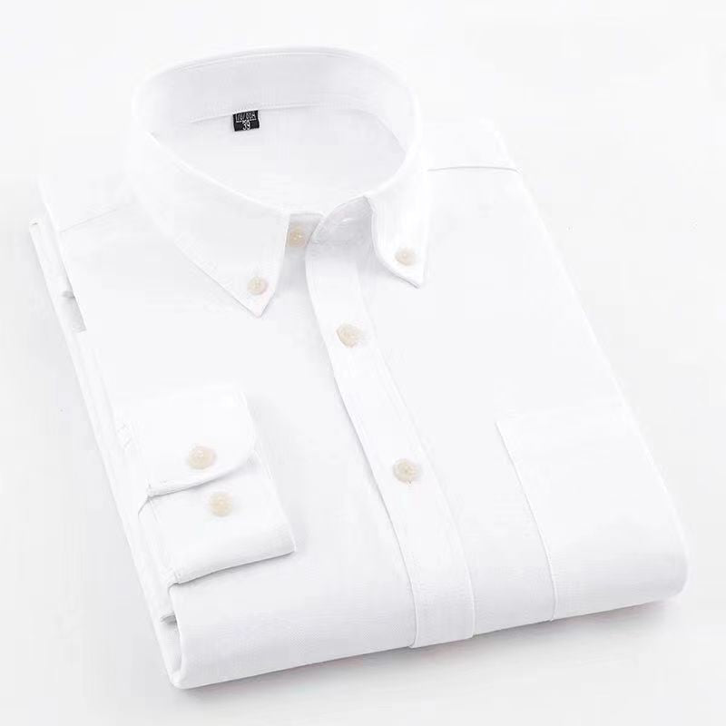 Men’s Solid Color Oxford Cotton Long-Sleeve Shirt