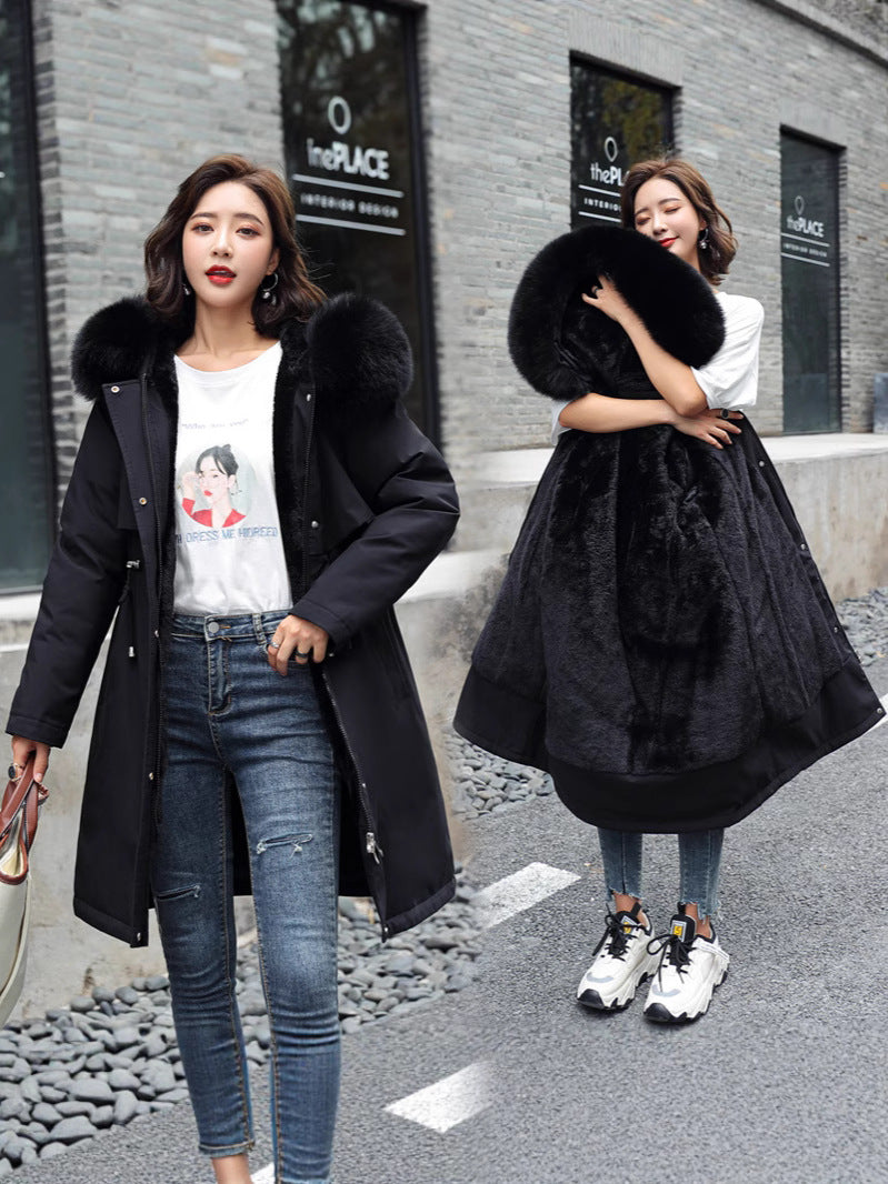 Women's Winter  Slim Fit Faux Fur Parka Jacket