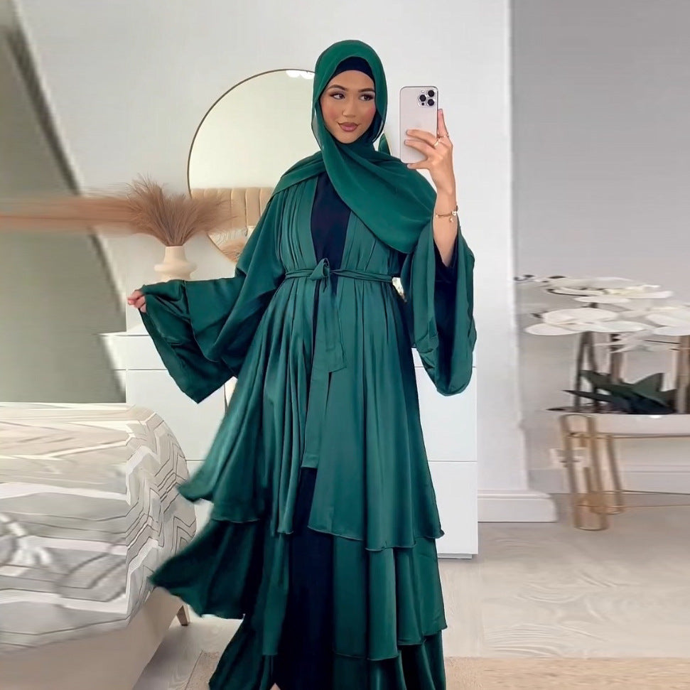 Muslim fashion solid color robe Abaya wears cardigan