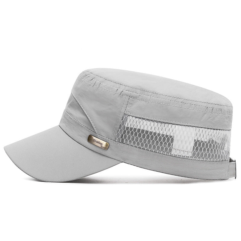 Men’s Breathable Mesh Flat Hat for Summer Outdoor Travel