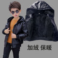 Boys' Winter Plush Leather Jacket  Thickened & Stylish Outerwear