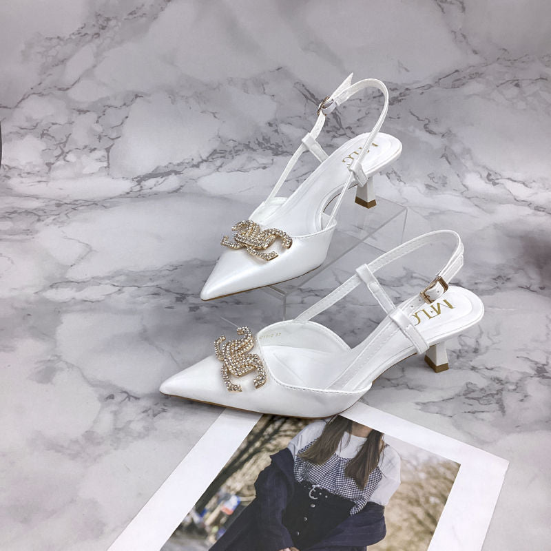 Metal Buckle High Heel Sandals
