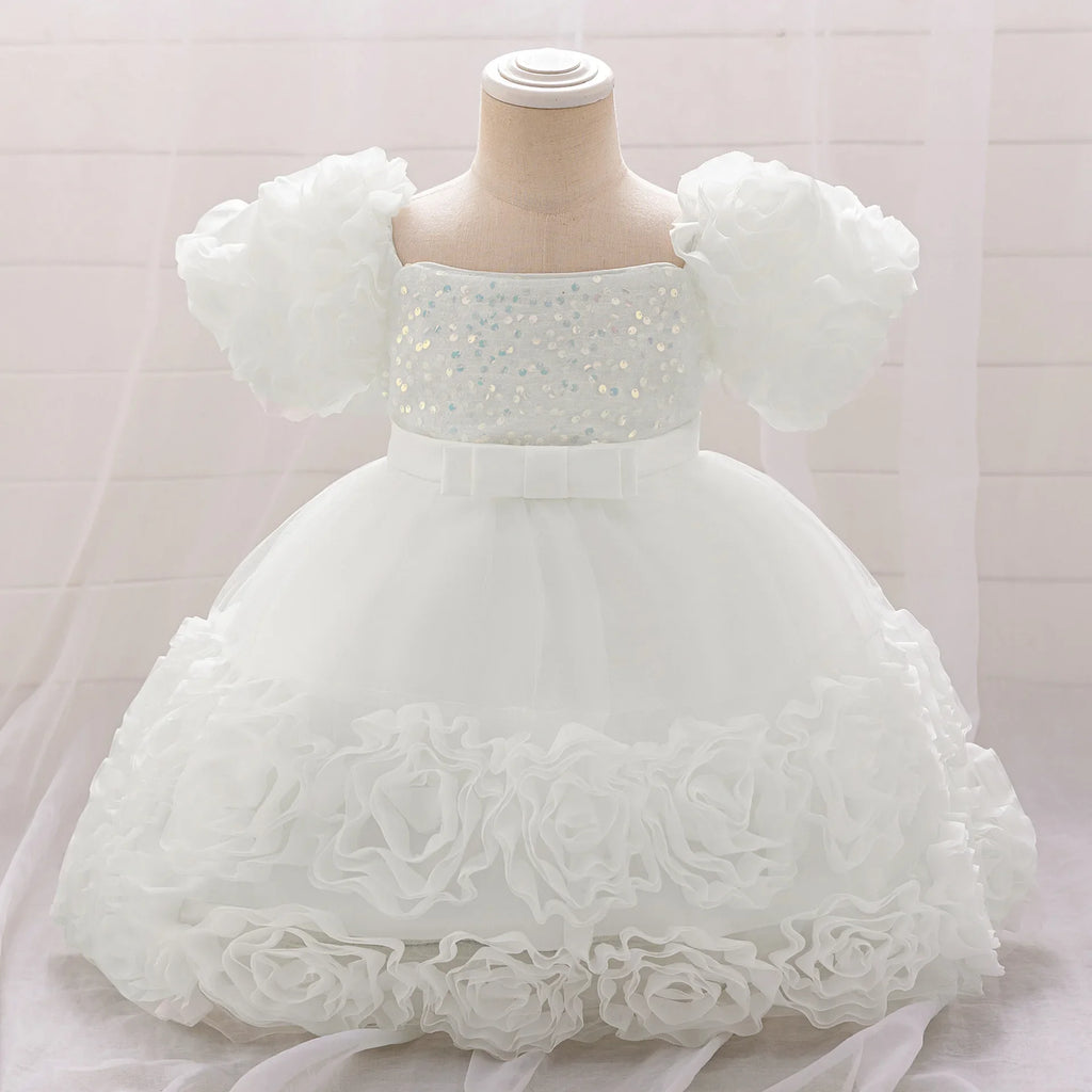Rosette Ruffle Sequin Princess Dress