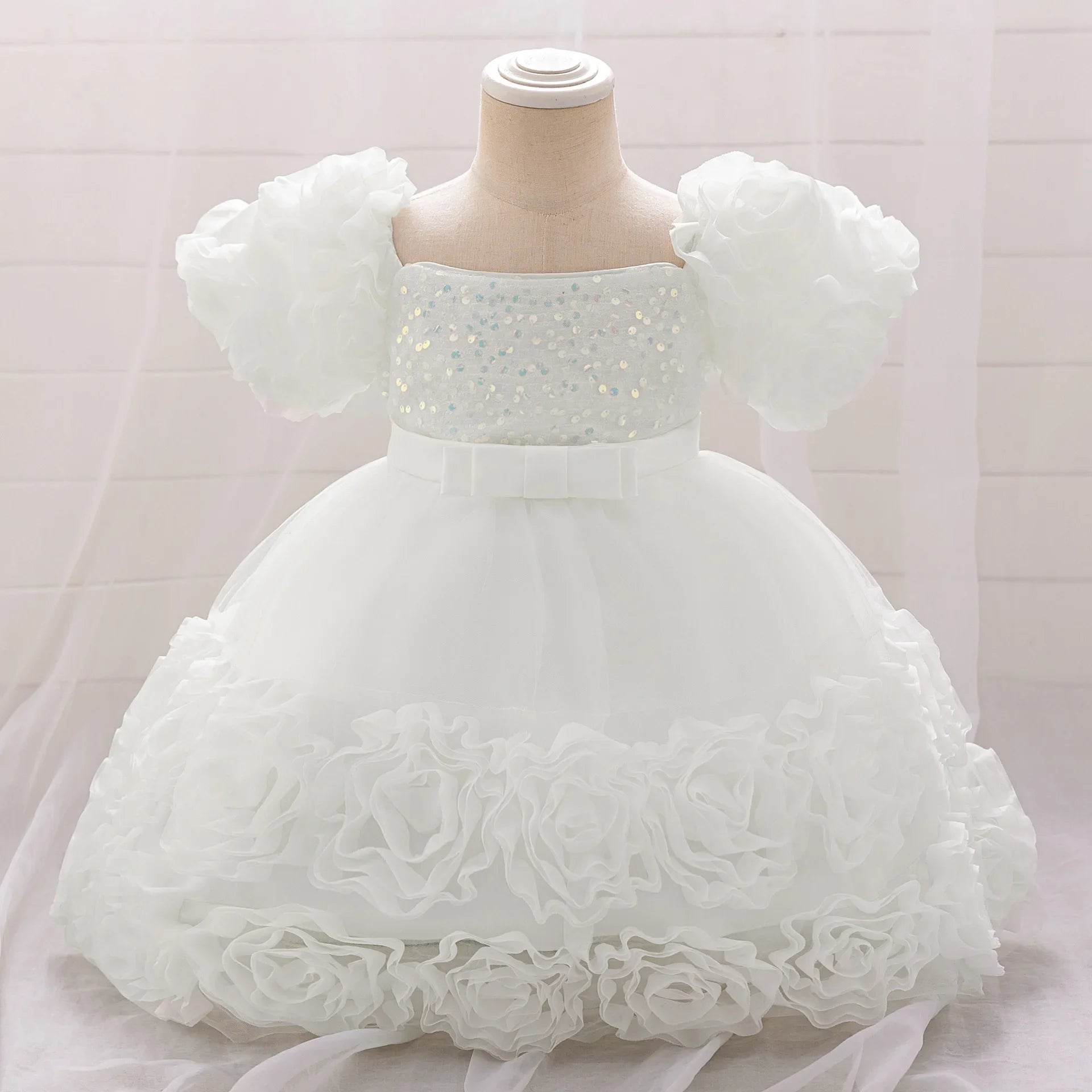 Rosette Ruffle Sequin Princess Dress