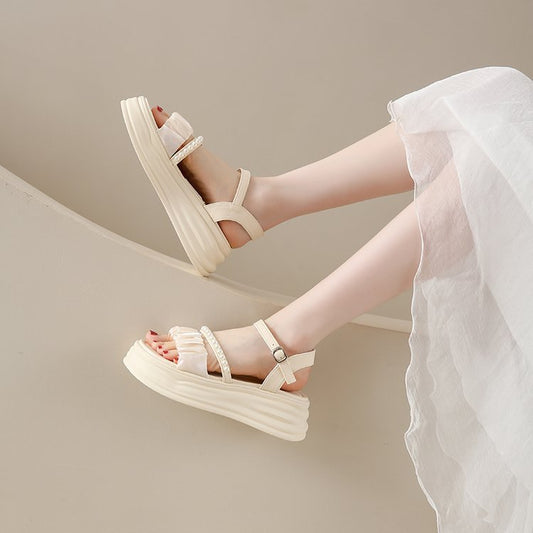 Pearl-Accent Thick-Soled Sandals