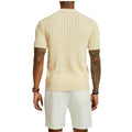Men's Summer Casual Knit Shirts  Short Sleeve, Breathable, Solid Color