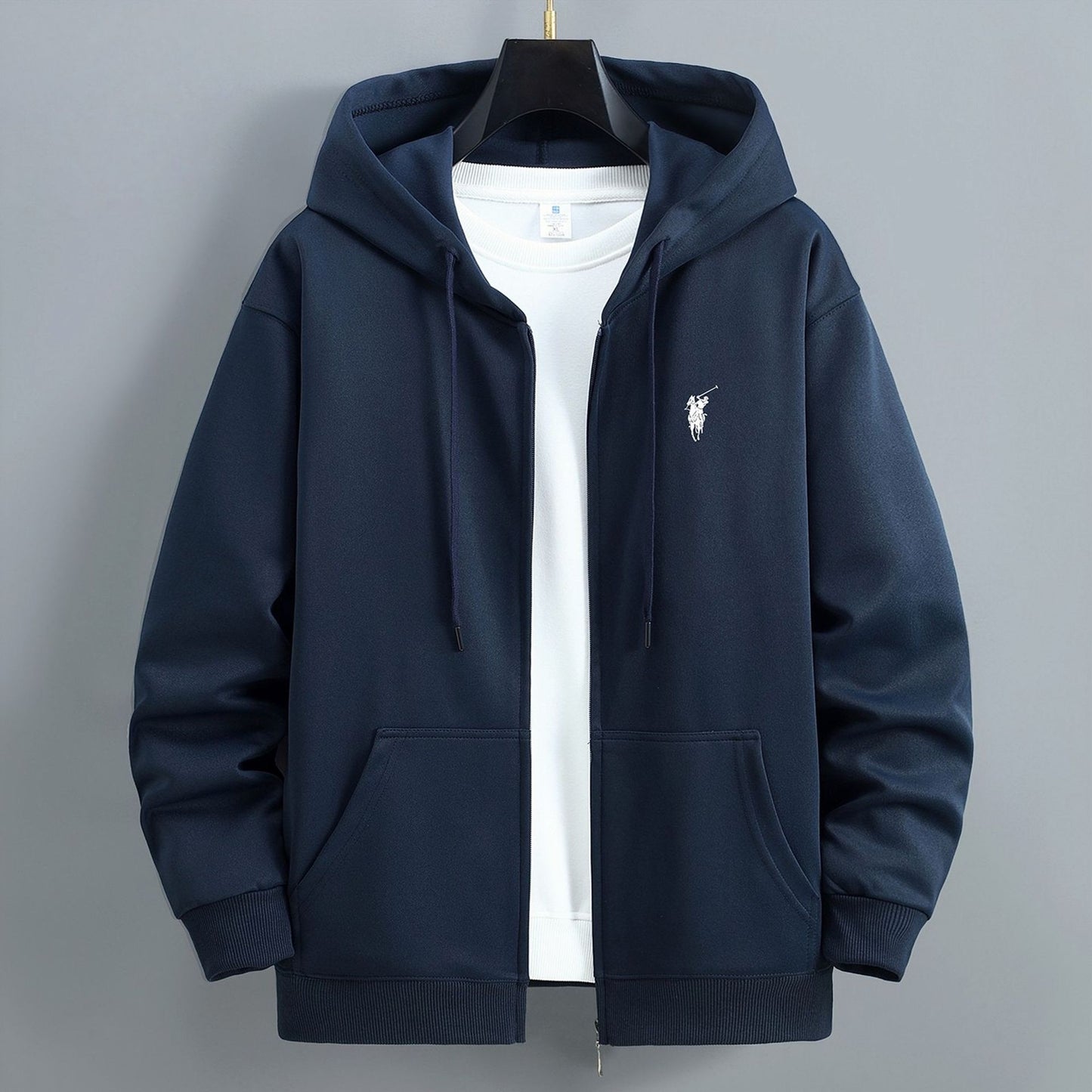 Mens Thick Cotton Fleece Zip-Up Hoodie