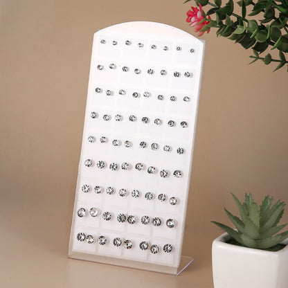 Simple Color Pearl Stud Earrings Set - 36 Pairs