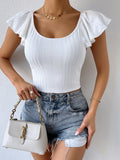 Petal sleeve vest slim short elegant knitted base shirt