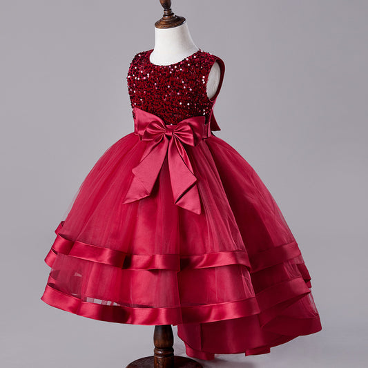 Sparkling Tulle Performance Dress with Tail