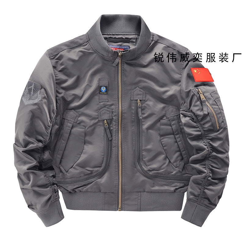 Mens Air Force Pilot Baseball Jacket  Tactical Stand Collar Leader Fan Coat