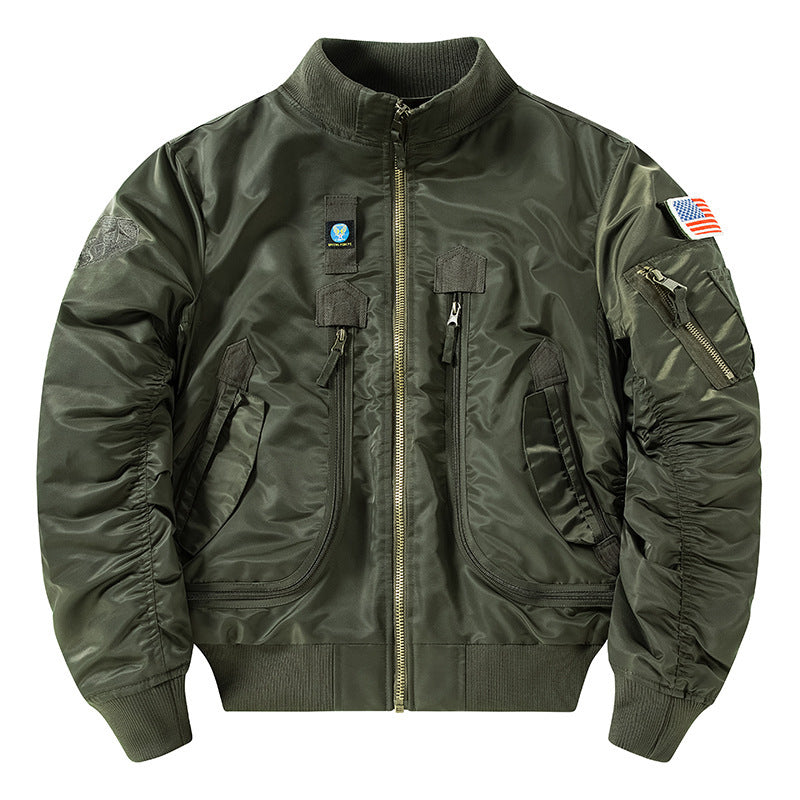 Mens Air Force Pilot Baseball Jacket  Tactical Stand Collar Leader Fan Coat