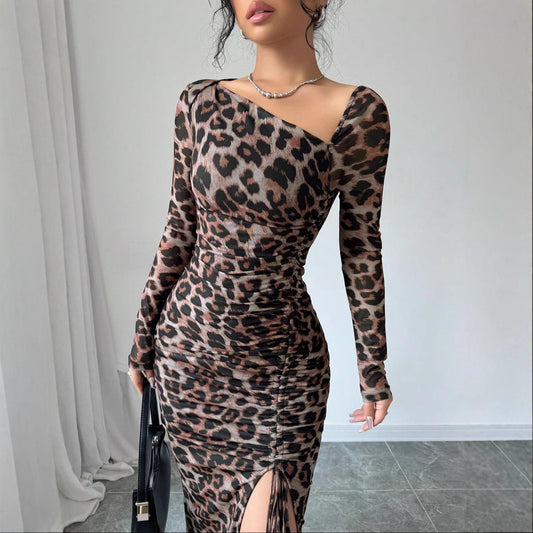 Sexy Leopard Print High-Waist Dress