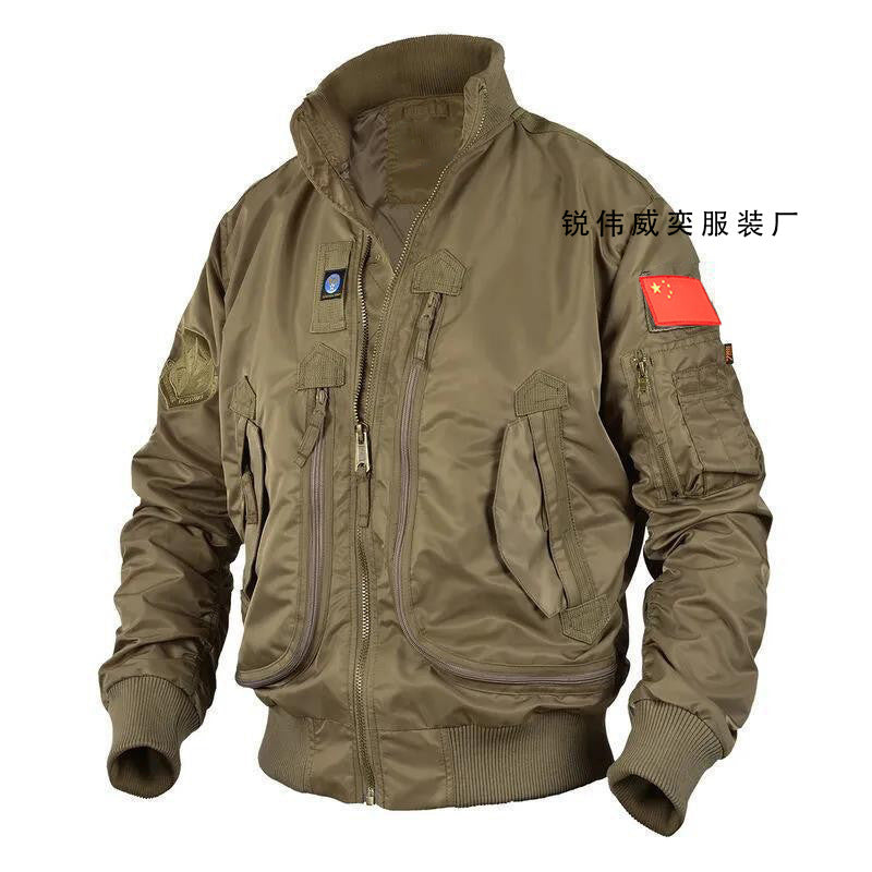 Mens Air Force Pilot Baseball Jacket  Tactical Stand Collar Leader Fan Coat