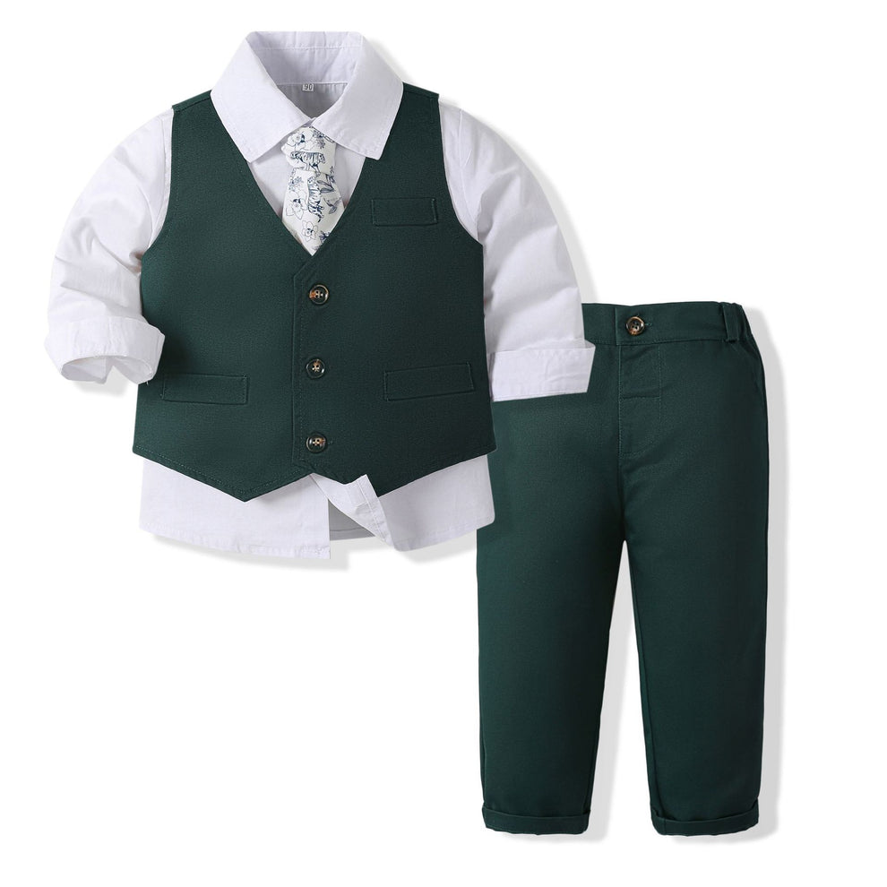 Checkered Vest & Shorts Set with Light Green Tee – Boys Casual Outfit main image 0