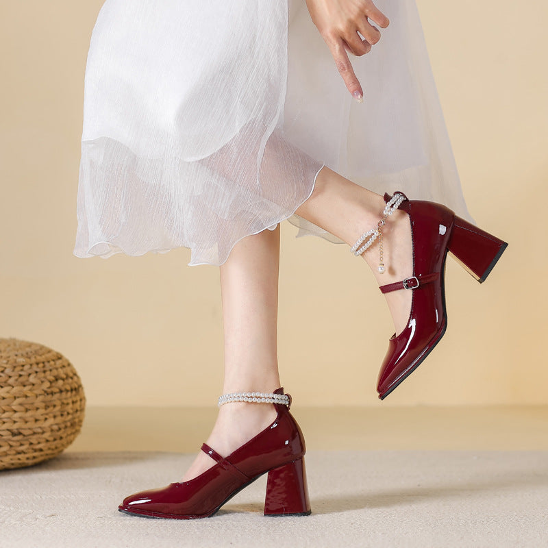Womens Patent Leather Red Wedding Heels