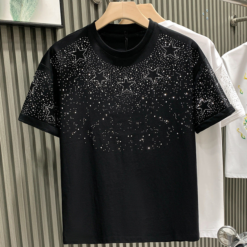 Men’s 2025 Summer Hip-Hop Rhinestone Tee