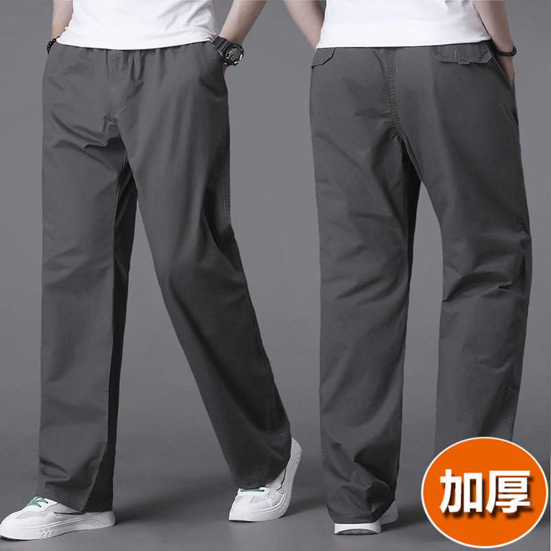 Men's Summer Thin Cotton Cargo Pants – Loose Fit Multi-Pocket Straight Casua
