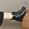 Women's British Style Mid-Heel Ankle Boots – Pointed Toe, Side Zipper