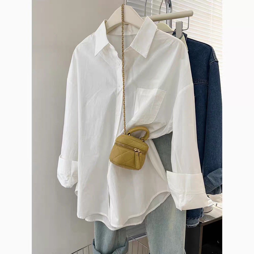 Womens Cotton Long Sleeve Layered Shirt  Spring & Autumn Cardigan Style Top