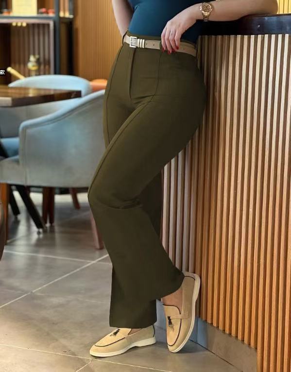 High-Waisted Slim Commuter Straight-Leg Pants
